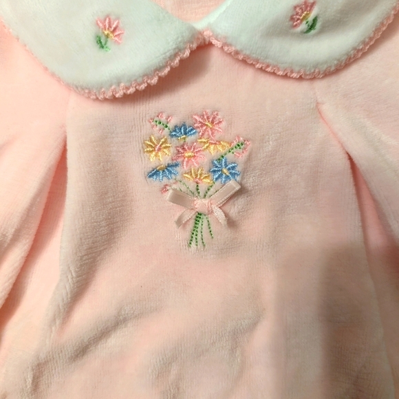 Vintage Carter's Sweet Daisy Collection 3m 2 piece Pink Velour set - Picture 7 of 9